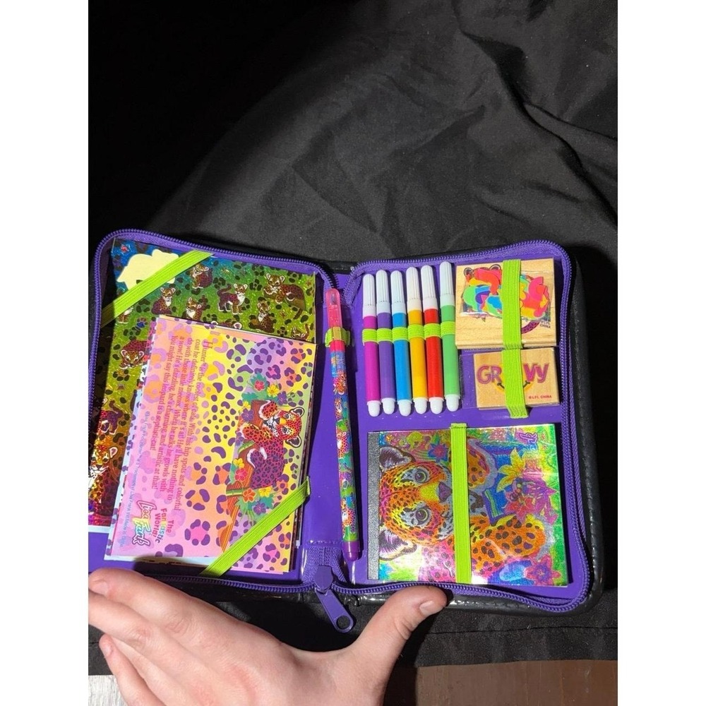 Lisa Frank Stationary Mini Zip Binder COMPLETE